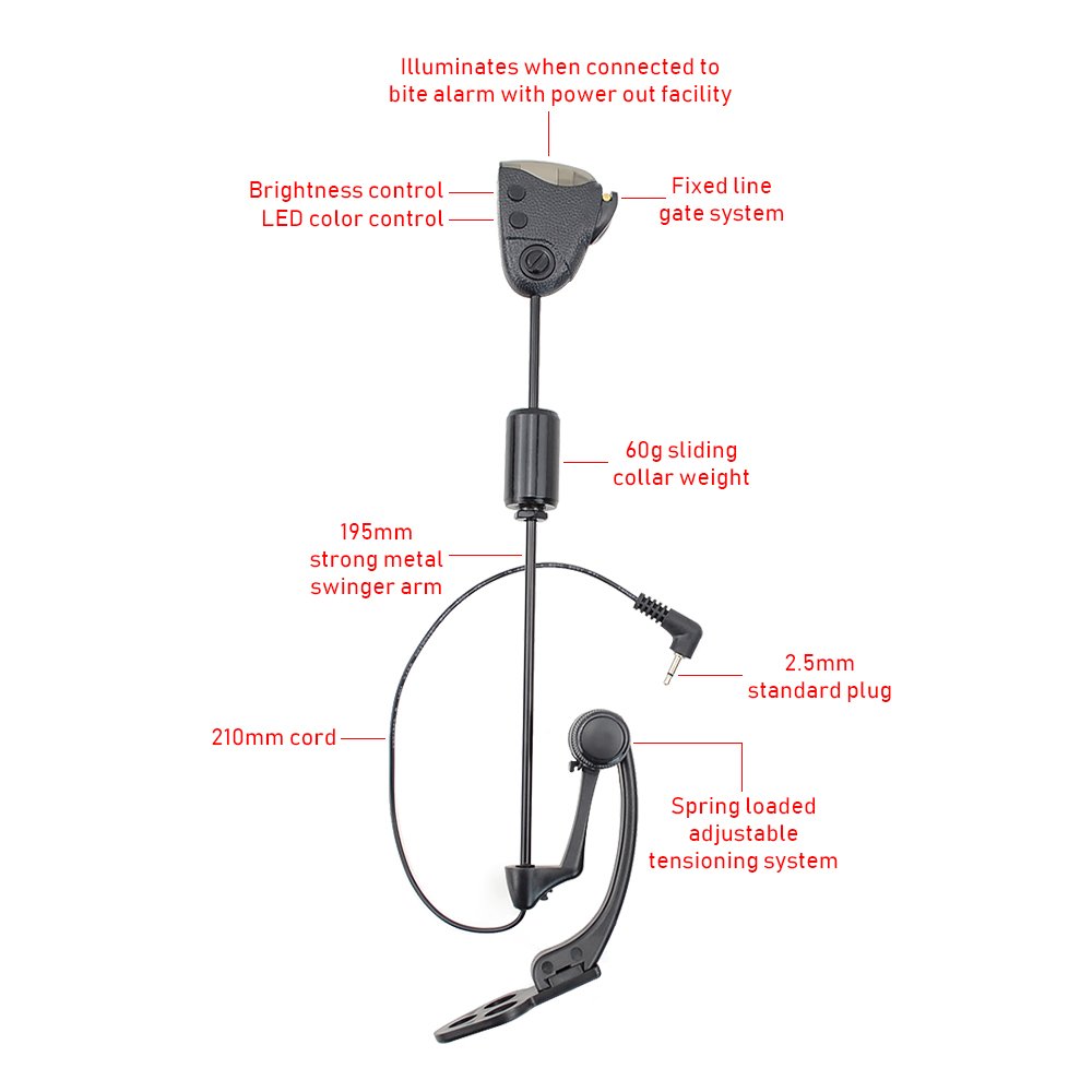 Carp Fishing Tackle Set Illuminated Fishing Swingers with Changeable Light Color Control Leather Covered 4pcs in Zipped case