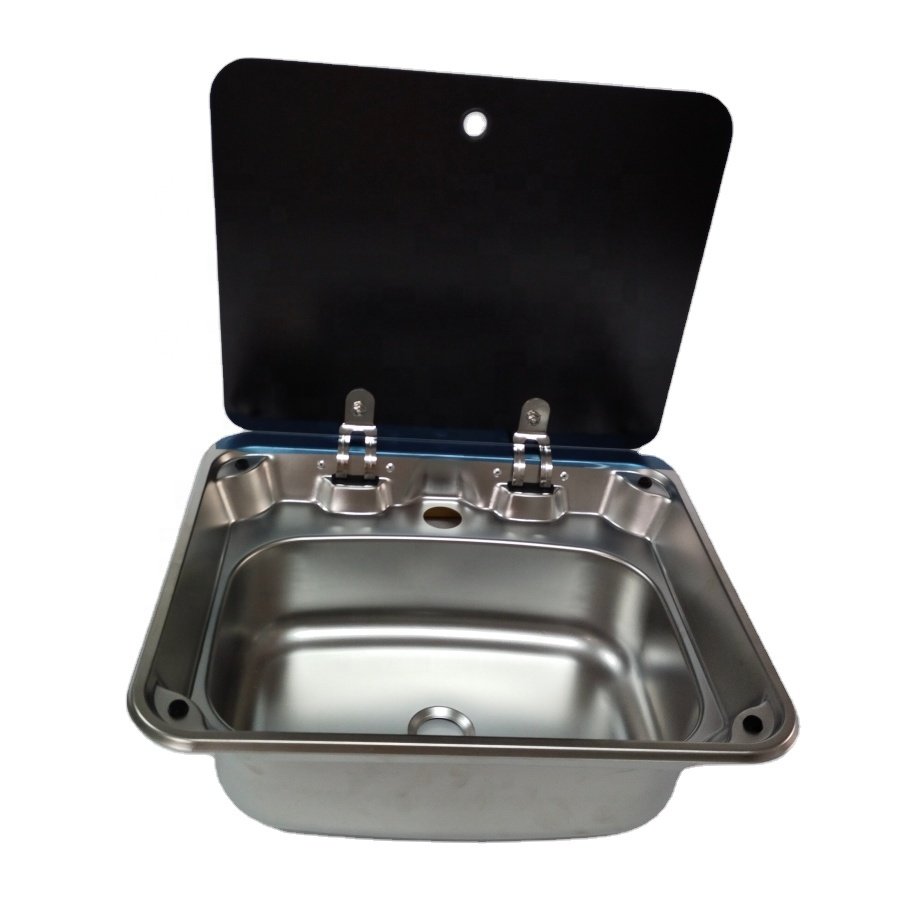 Trailer Gas Stove RV 304 Stainless Steel Vegetable Wash Basin with Gas Stove and Cover Basin Kitchen Stove