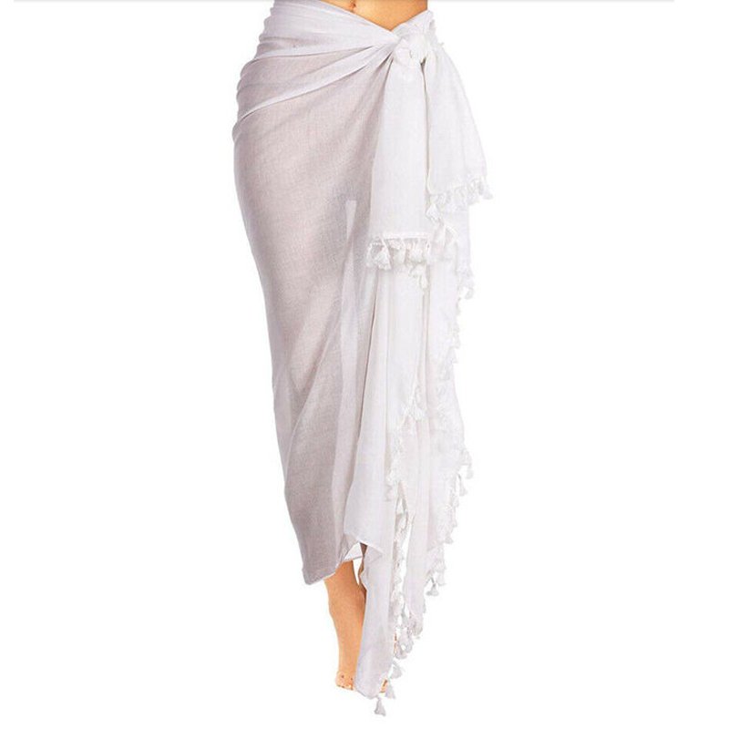 Wholesale Women Swimwear Beachwear Cover Ups Beach Swimsuit Swim Beach Batik Chiffon Sarong Wrap with Tassel