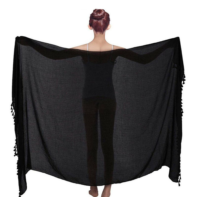 Wholesale Women Swimwear Beachwear Cover Ups Beach Swimsuit Swim Beach Batik Chiffon Sarong Wrap with Tassel
