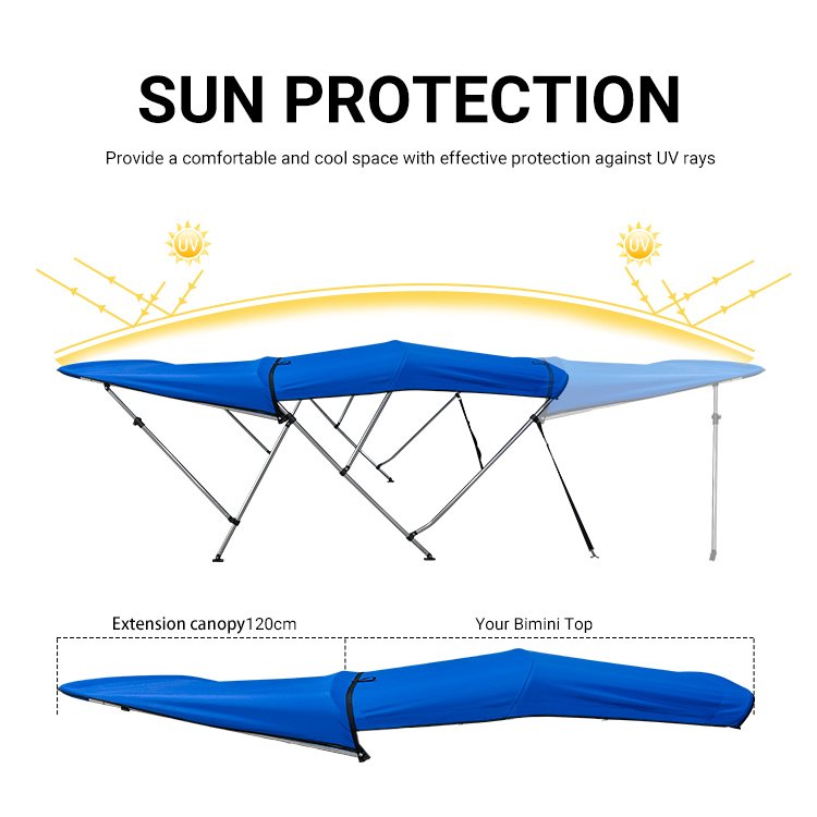 HOMFUL Aluminum Extension Bimini Top Boat Canopy Extensible Bimini Top For Boat