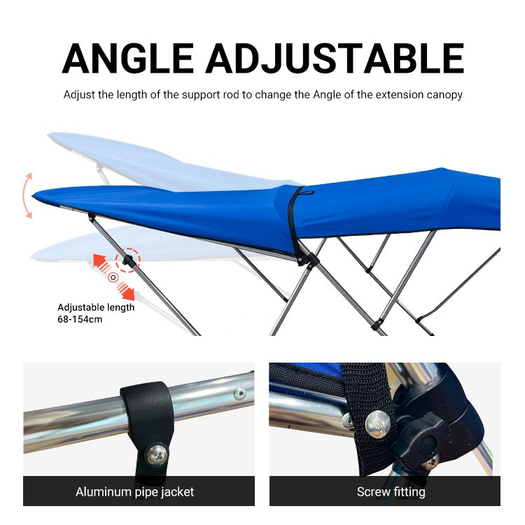 HOMFUL Aluminum Extension Bimini Top Boat Canopy Extensible Bimini Top For Boat