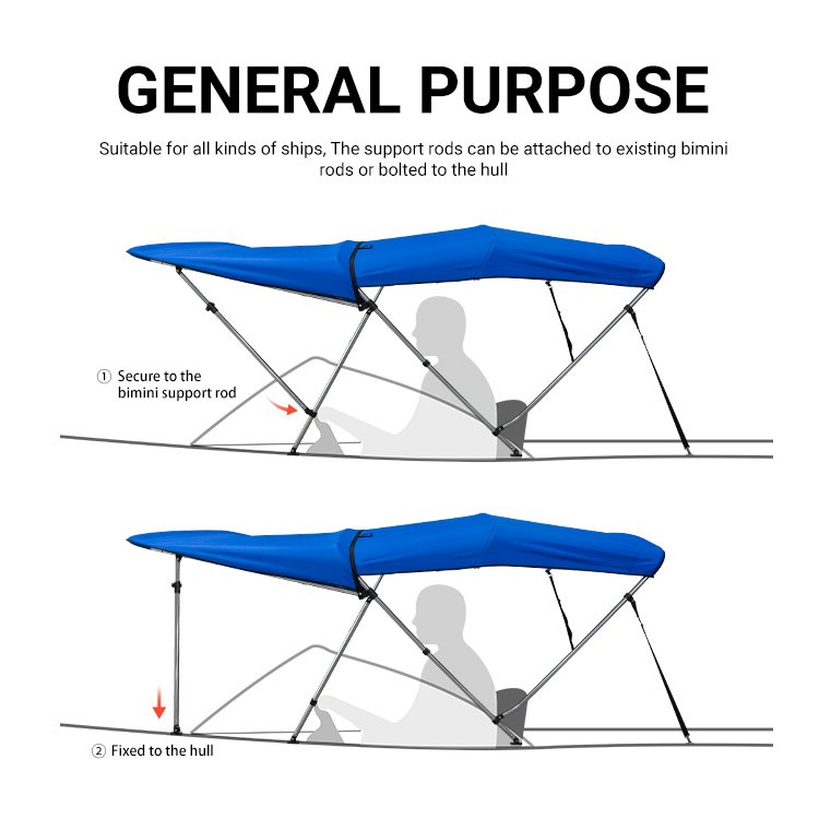 HOMFUL Aluminum Extension Bimini Top Boat Canopy Extensible Bimini Top For Boat