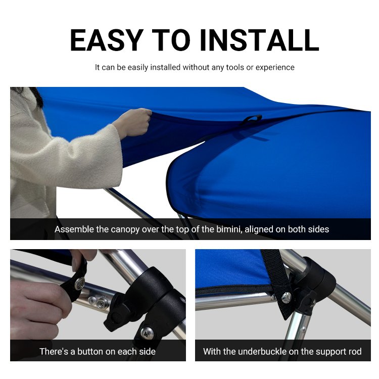 HOMFUL Aluminum Extension Bimini Top Boat Canopy Extensible Bimini Top For Boat