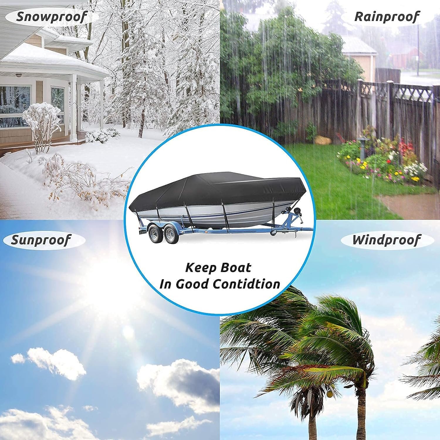 Wholesale Heavy Duty 600D Oxford Fabric Trailer Boat Cover Waterproof V Pontoon Boat Cover