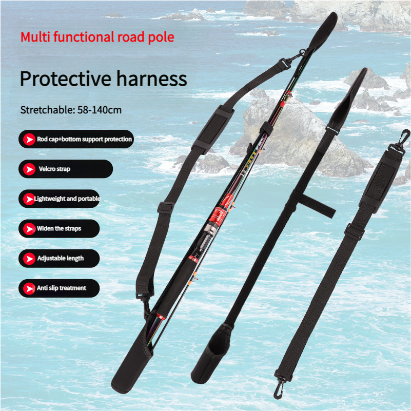 58-140cm Thickened Non-slip High Elastic Portable Magic Rod protection Cover Fishing Rod with Strap Tie Lure Rod Belt
