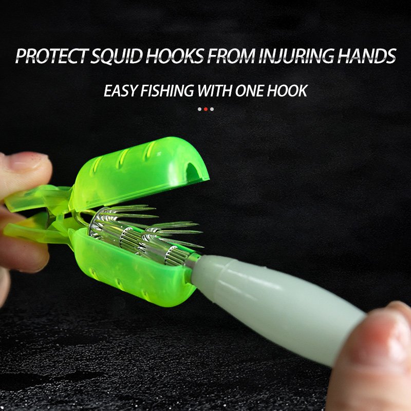 Squid Jig Hook Protector Sleeve Storage Cover Fishing Accessories Wood Shrimp Squid Hook Protective Sleeve