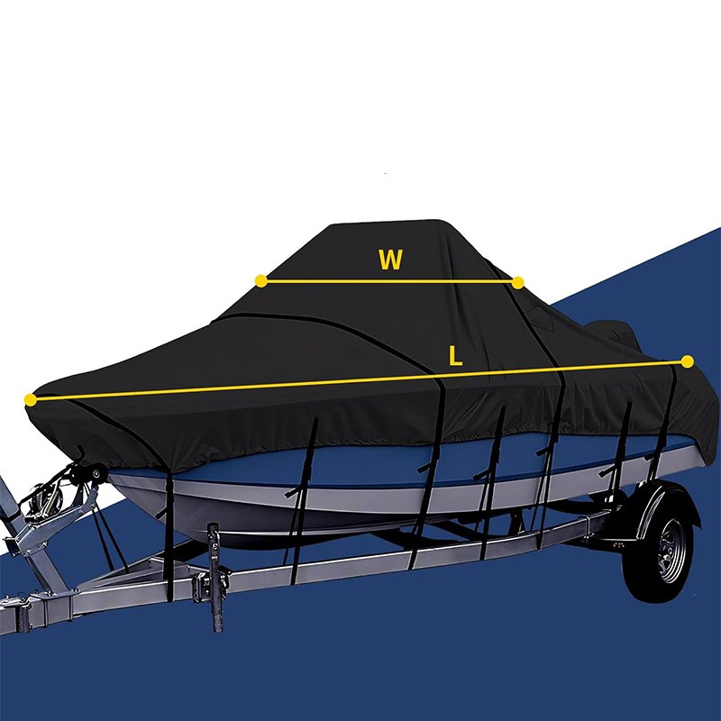 Professional Heavy-Duty Waterproof Oxford Polyester 17'-19' V-Shaped Hull Towable Boat Cover for Fishing & Skiing