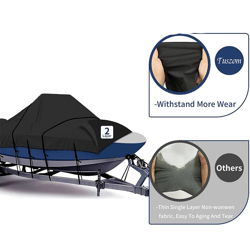 Professional Heavy-Duty Waterproof Oxford Polyester 17'-19' V-Shaped Hull Towable Boat Cover for Fishing & Skiing