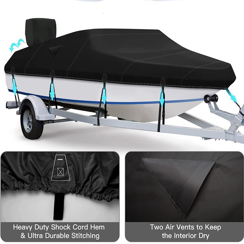 Professional Heavy-Duty Waterproof Oxford Polyester 17'-19' V-Shaped Hull Towable Boat Cover for Fishing & Skiing