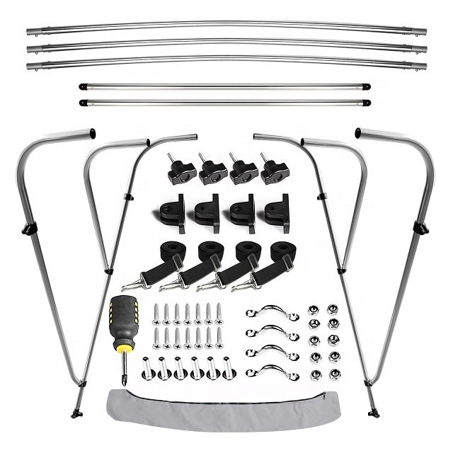 Boats Size L 600D 4 Bow Different Colors Bimini Top Cover With Rear Support Poles