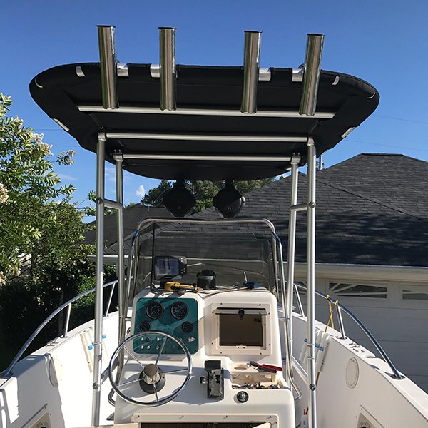 Dolphin Pro Economic Boat T Top With Removable Black Canopy Aluminum Heavy Duty T-top Fit for Small to Medium Size Boats