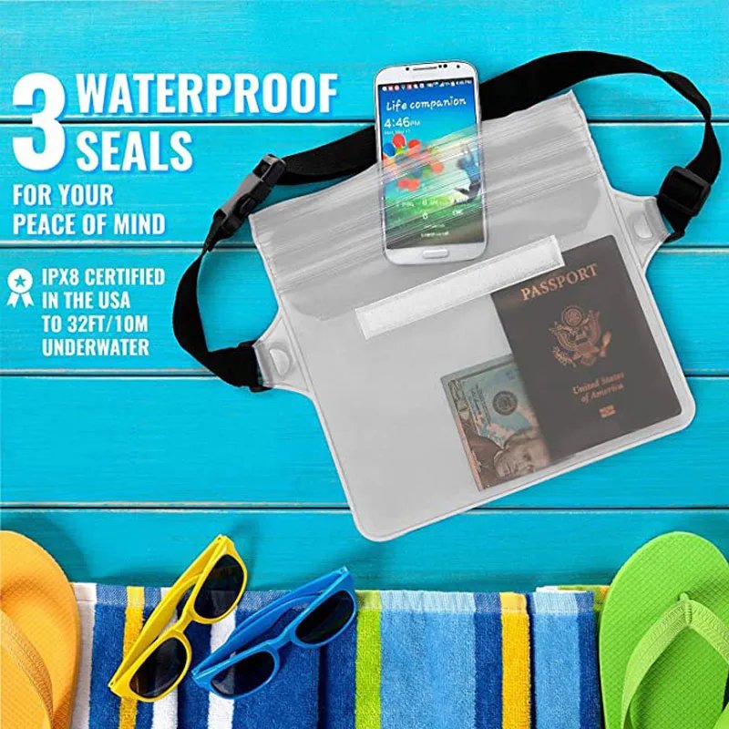 Multicolour PVC Triple Seal Highly Waterproof Dustproof Phone Waist Bag Shoulder Bag Underwater Can Touchscreen for Swimming
