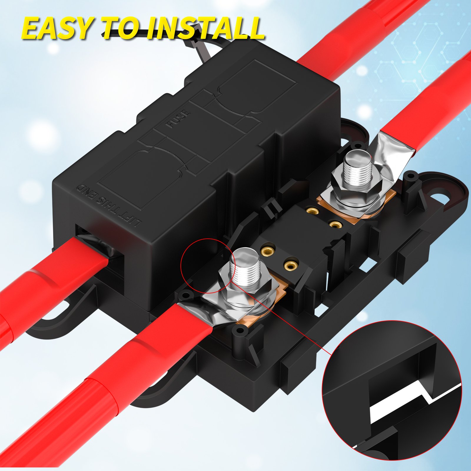 MEGA Fuse Holder 12V Car 32V Inline Battery Blade Mega Fuse Block with Cover and 80A MEGA Fuse for Boat Vehicles Bus Automotive