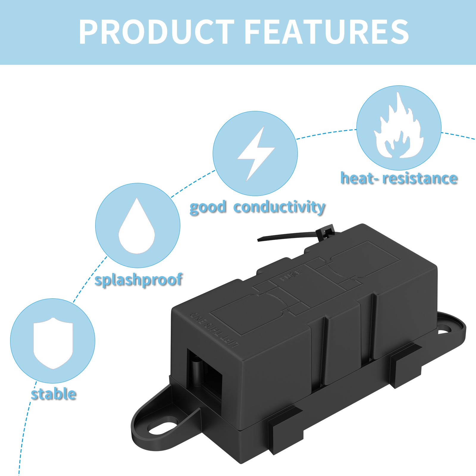 MEGA Fuse Holder 12V Car 32V Inline Battery Blade Mega Fuse Block with Cover and 80A MEGA Fuse for Boat Vehicles Bus Automotive