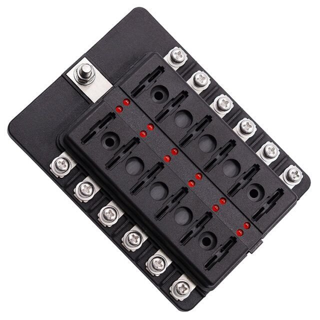 12 Way Fuse Box Blade Fuse Block With LED for Automotive Car Marine Boat