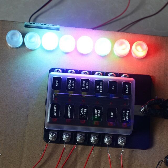 12 Way Fuse Box Blade Fuse Block With LED for Automotive Car Marine Boat