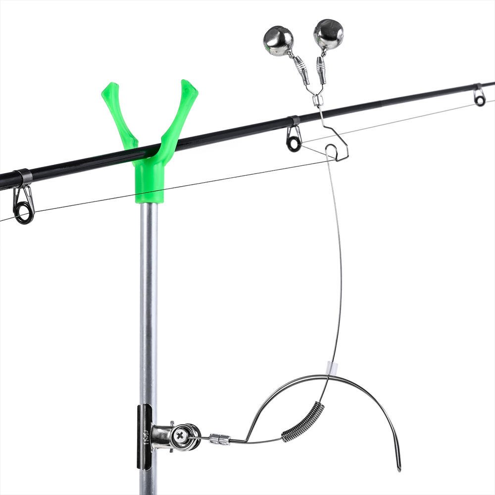 2023 New Wholesale 35cm Outdoor Spring Loaded Clip Double Fishing Stainless Steel Rod Alarm Silver Bells Accessories Tackle