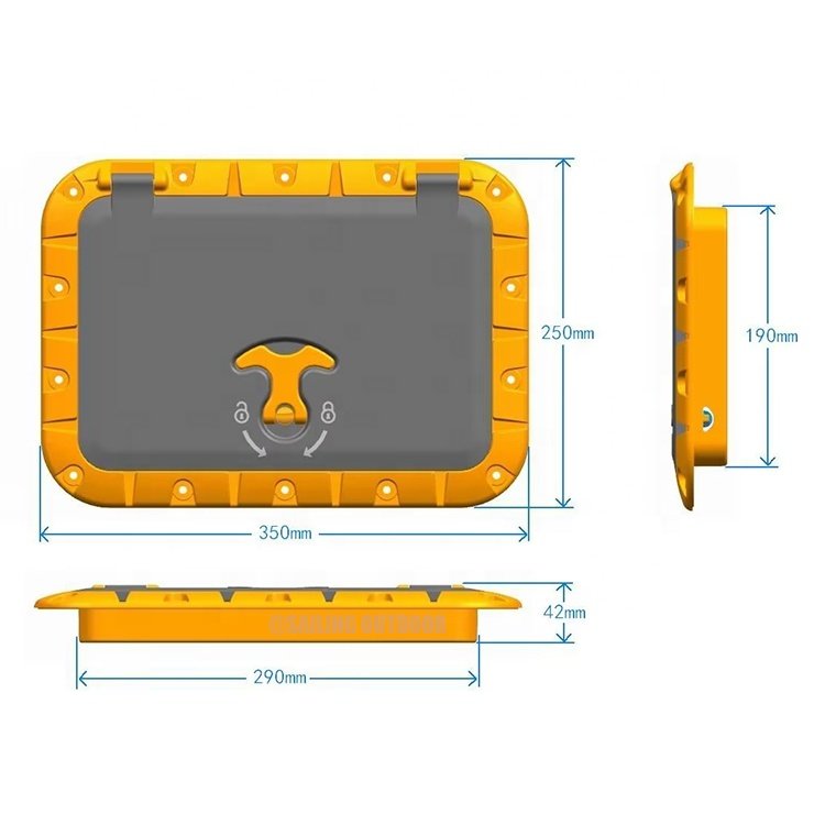 Waterproof Plastic Kayak Accessories-Marine Access Hatch Cover Boat Hatch Lid Deck Rubber Seal for Ship Application PC Material