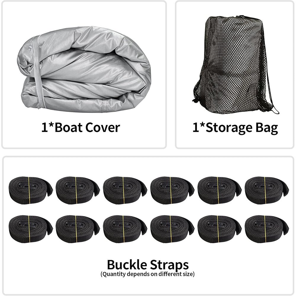Boat Cover Fits V-Hull Fish&Ski Pro-Style Fishing Boat Waterproof Boat Cover with Storage Bag up to 16ft-18.5ft Long X 94" Wide