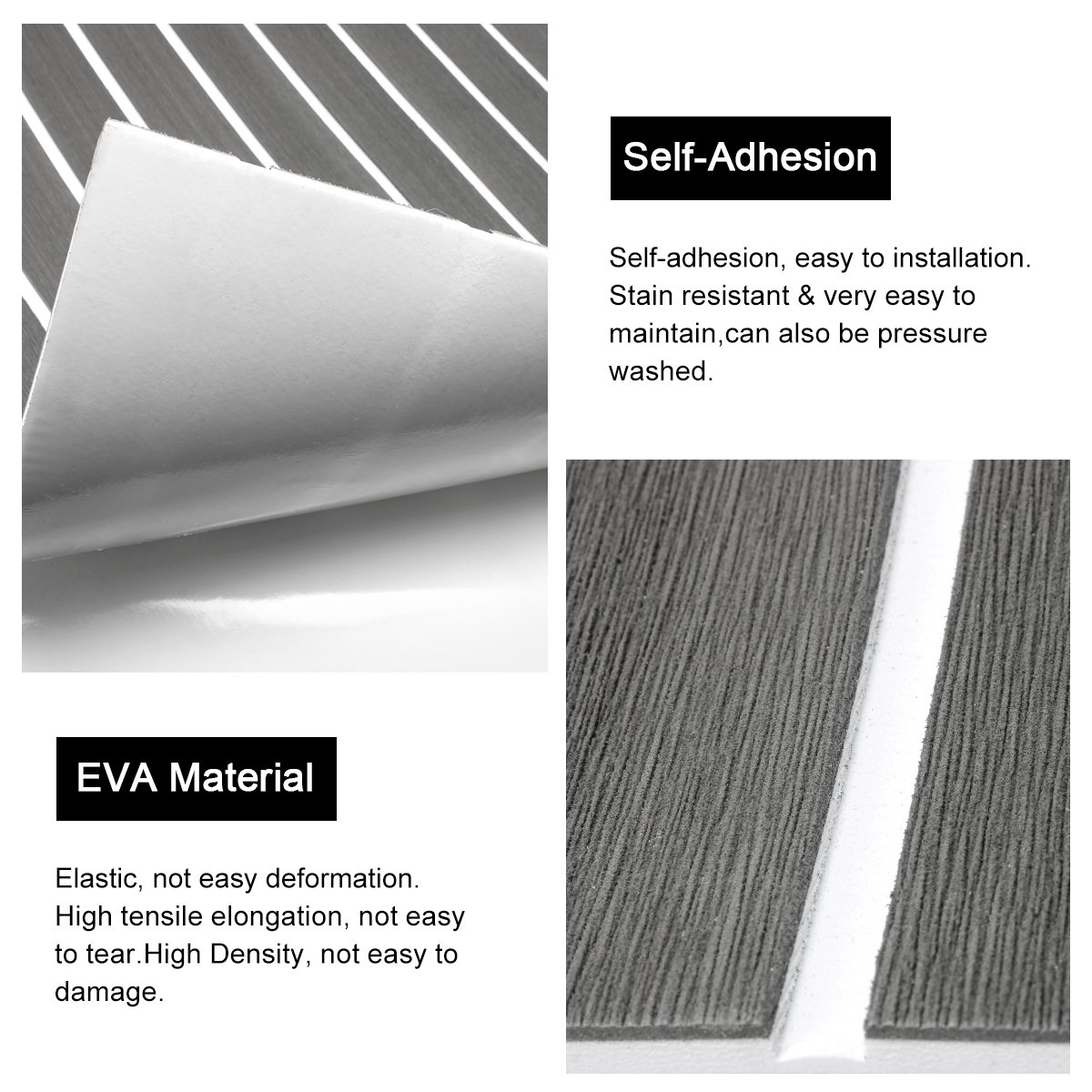 WOOWAVE Boat Floor Covering High Density Excursion Boat Adhesive EVA Foam Sheets Deck Flooring Mats