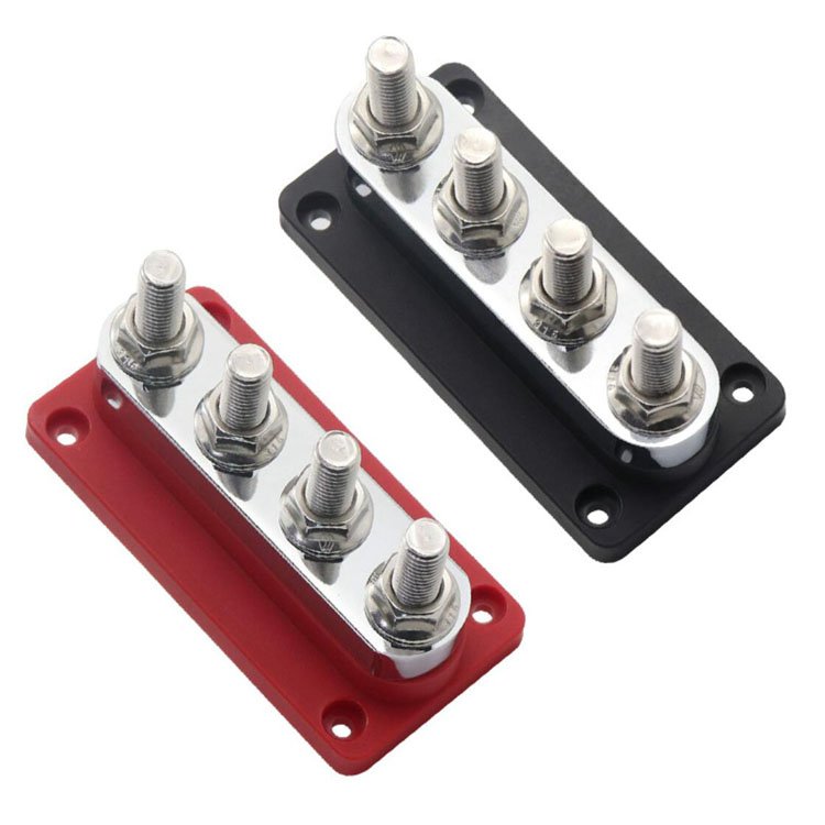 4 Terminal 3/8 Stud 48V 600A Busbar Heavy Duty Copper Bus Bar with Cover