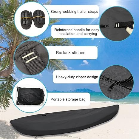 Outdoor Dustproof Boat Cover, Kayak Cover for Indoor and Outdoor Storage , Waterproof Kayak Cover