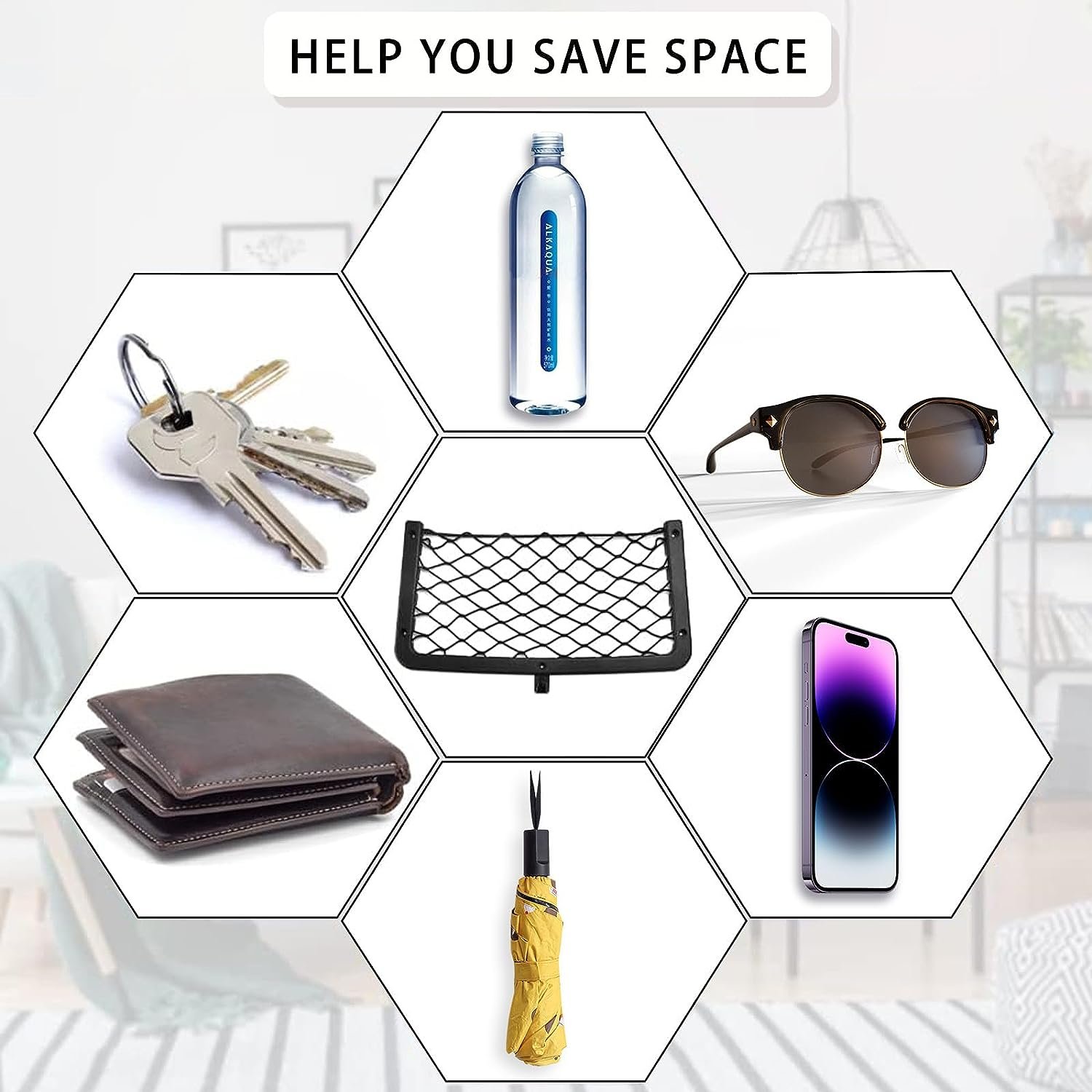 Plastic Frame Car Storage Net Bag Phone Car Mesh Net Holder RV Storage Boat Cargo Pocket Organizer