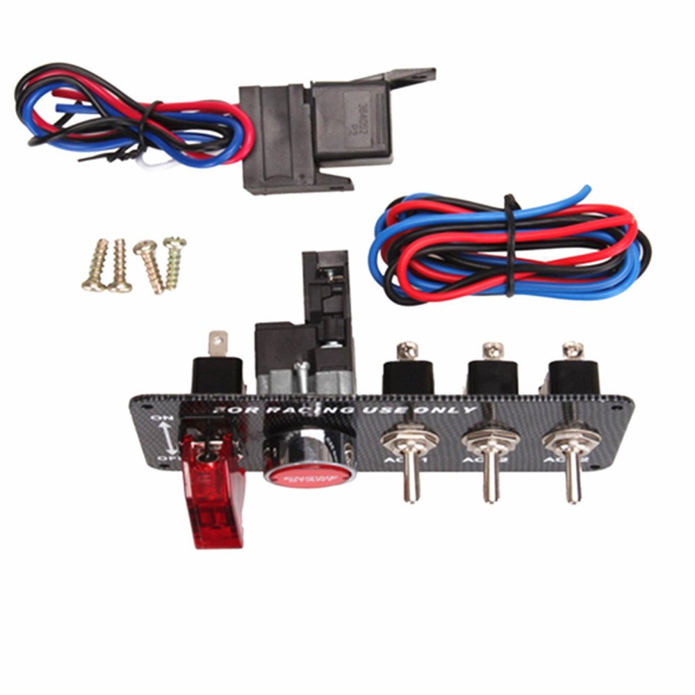Hot Sale 4pin 1 Hole Black Ignition Engine Start Push Button LED Toggle Racing Switch Panel With Flip up Cover