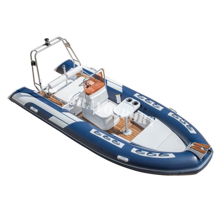 16 ft 480cm Deep-v Keel Fiberglass Flat Bottom Rigid Inflatable Rib Boat with Steering Wheel