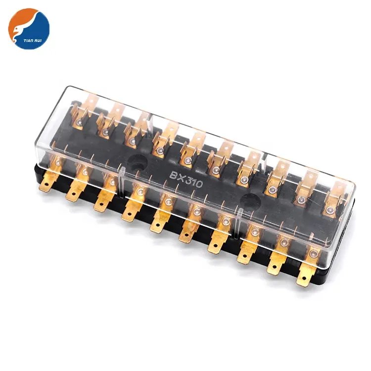 BX304 BX306 BX308 BX310 BX312 Multiway Glass Tube 4 6 8 10 12 Ways Position 6x30mm AGC Glass Fuse Box Block Holder