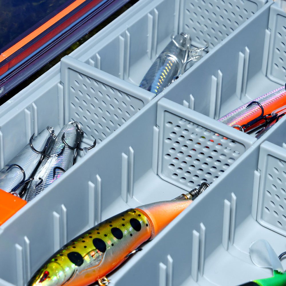Lure Box with Adjustable Divider Fishing Lure Box Fishing Equipment Transparent Cover Hook Storage Divider Inside Lure Box