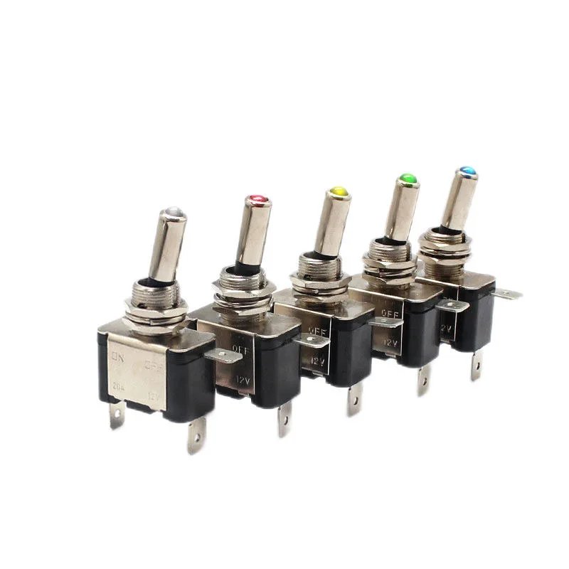 12V 20A Auto Car Boat Truck Illuminated Car Aircraft R/B/G/Y/W Led Toggle Switch Control On-Off With Safety Aircraft Cover Guard
