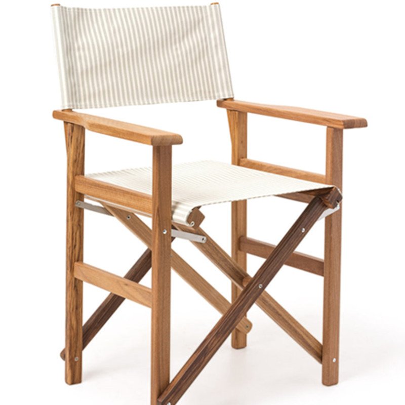 Custom Wholesale Vintage Outdoor Foldable Wooden Canvas Dining Directors Chairs for Coffee Store Restaurant Garden Yard Tables