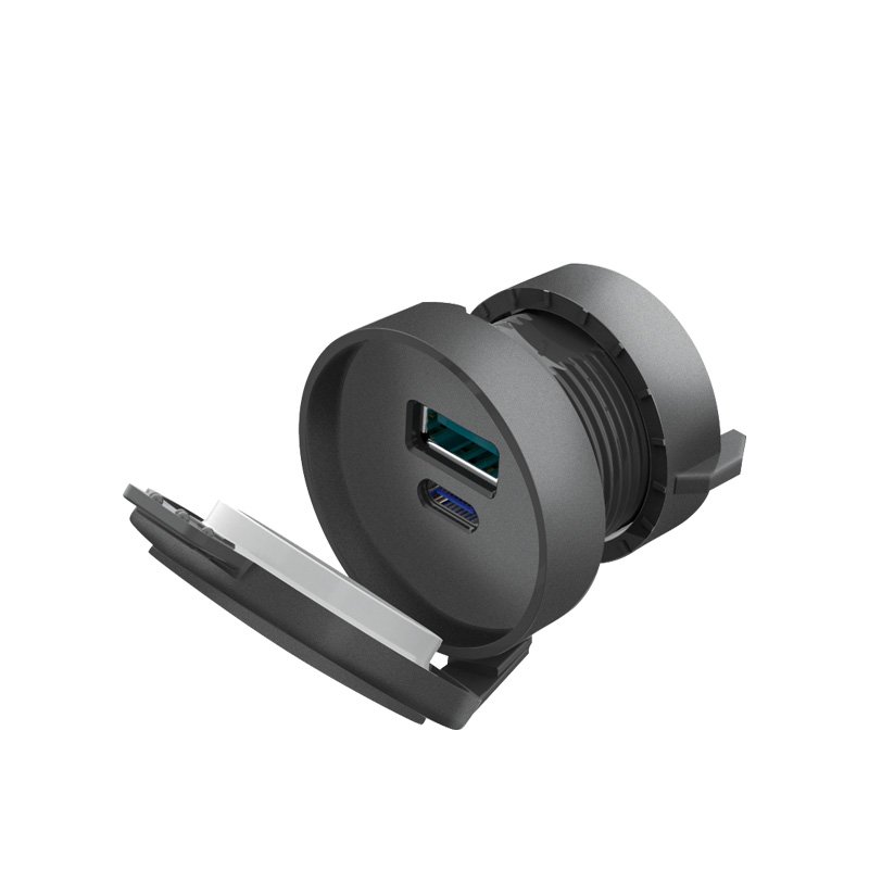 Waterproof Dual Usb Outlet Qc3.0 PD Dc 12V Car Usb Socket With Cover for Automotive Truck Boat Motorcycle Marine