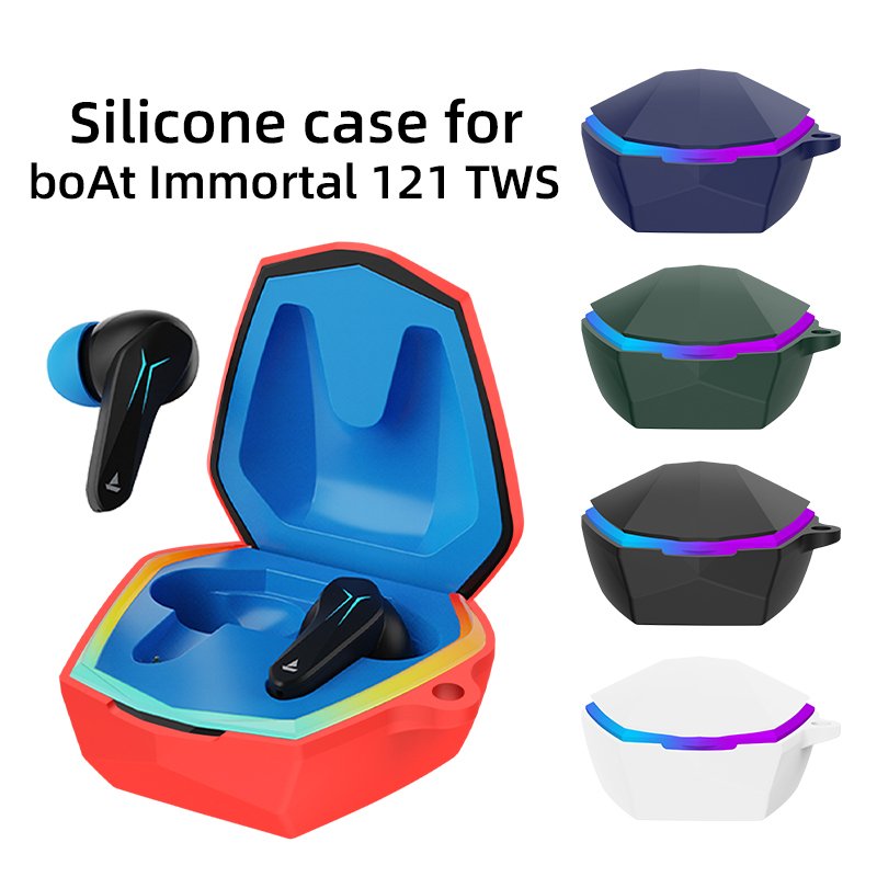 Colorful Simple Shockproof Soft Thin Silicone Protective Case for BoAT Immortal 121 TWS Airdopes