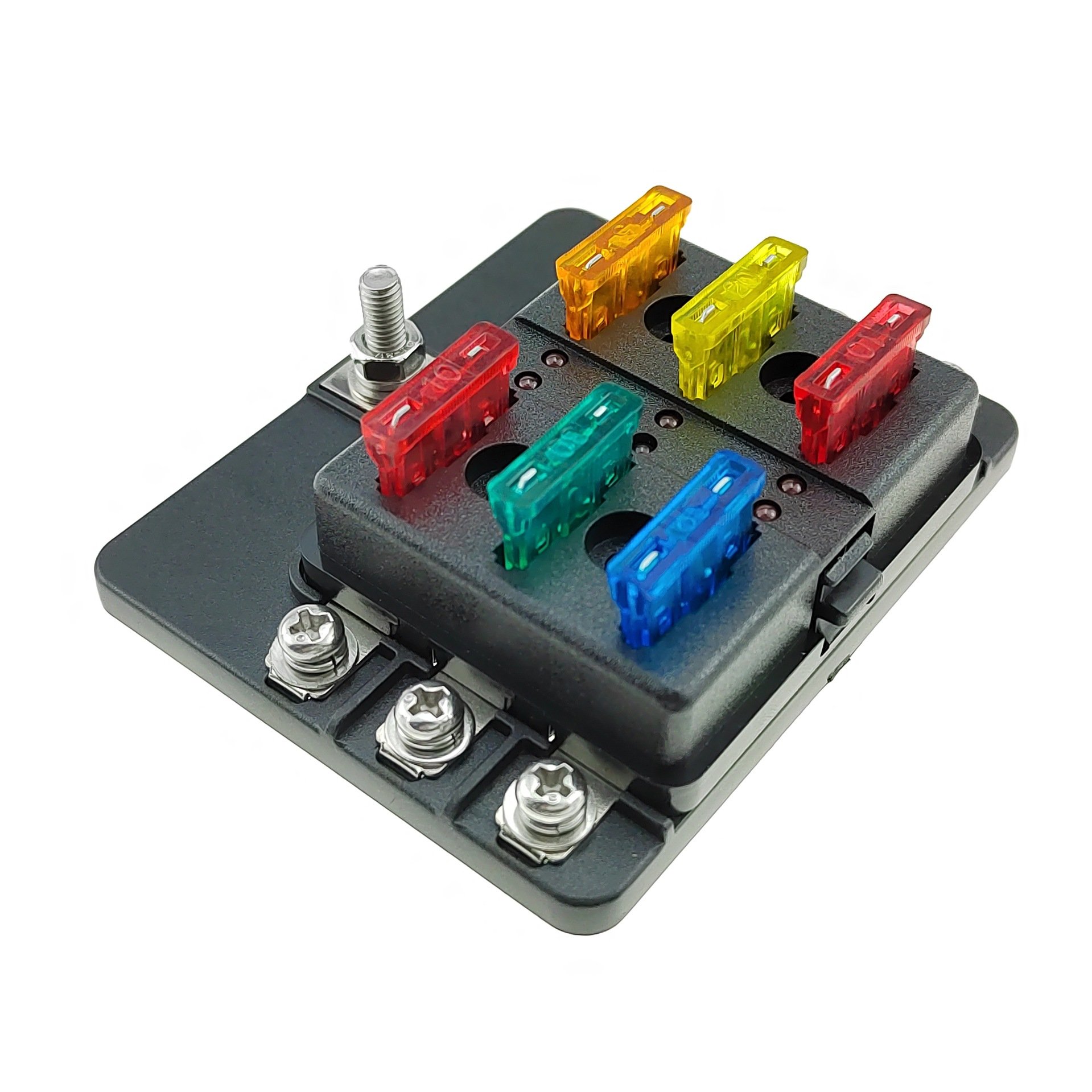 6 Circuit Fuse Box 6 Way Blade Fuse Block With LED for Automotive Car Marine Boat