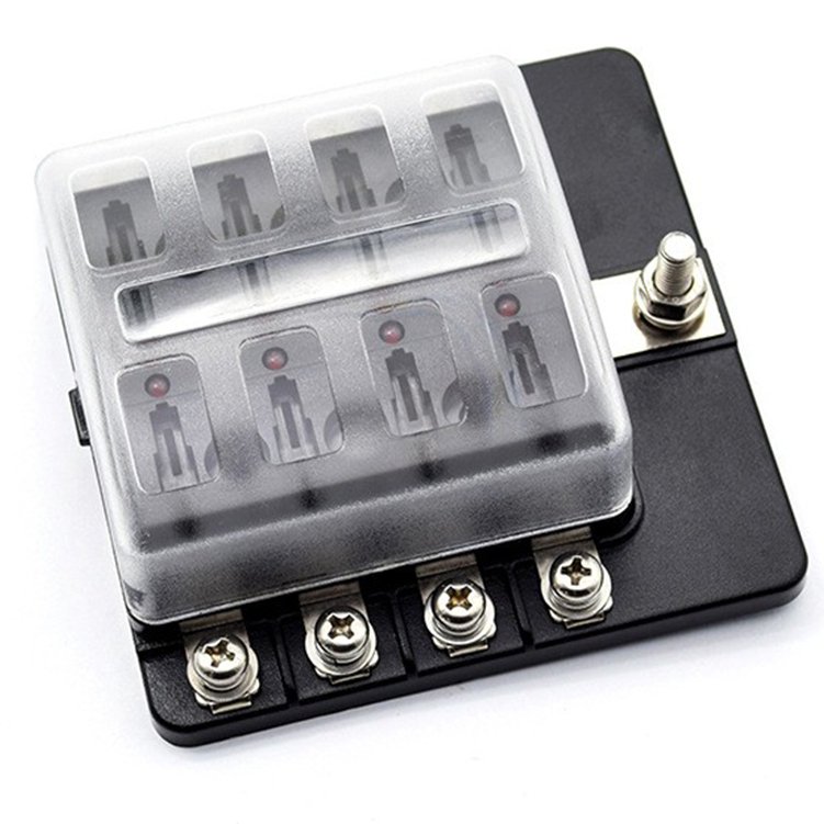 6 Circuit Fuse Box 6 Way Blade Fuse Block With LED for Automotive Car Marine Boat