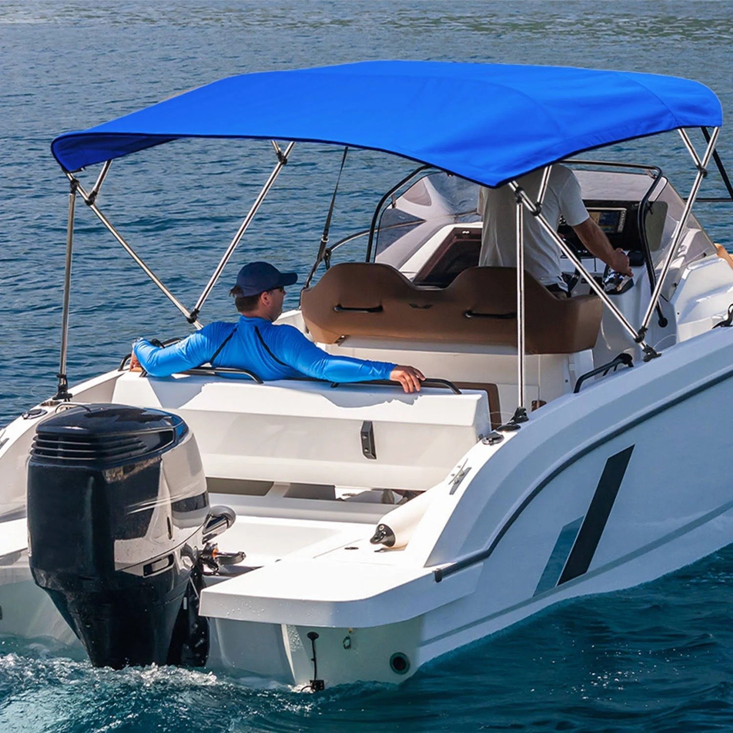 Waterproof 300D 600D Oxford Boat Bimini Top Cover Foldable Easily Installed Sun Protective Boat Cover Canopy Boat Covers