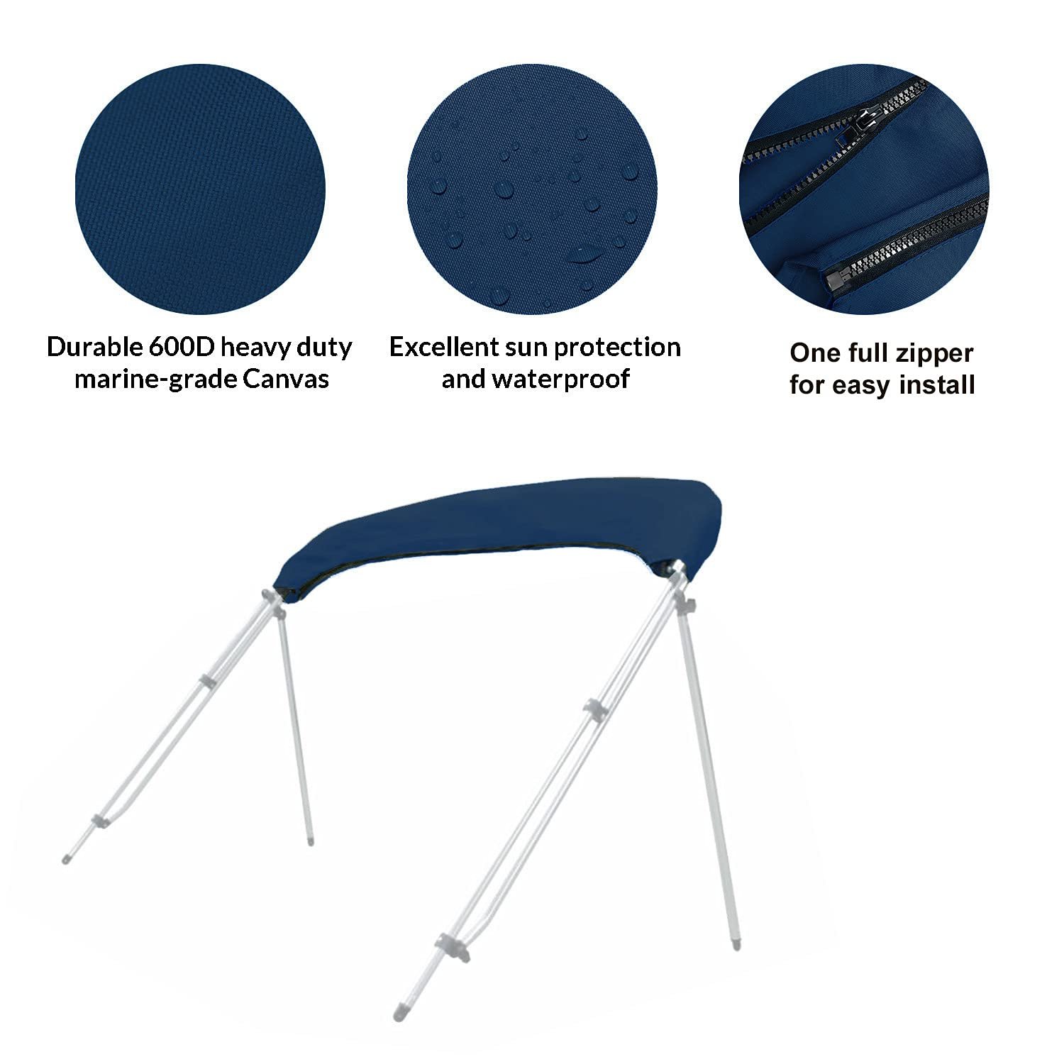 Waterproof 300D 600D Oxford Boat Bimini Top Cover Foldable Easily Installed Sun Protective Boat Cover Canopy Boat Covers