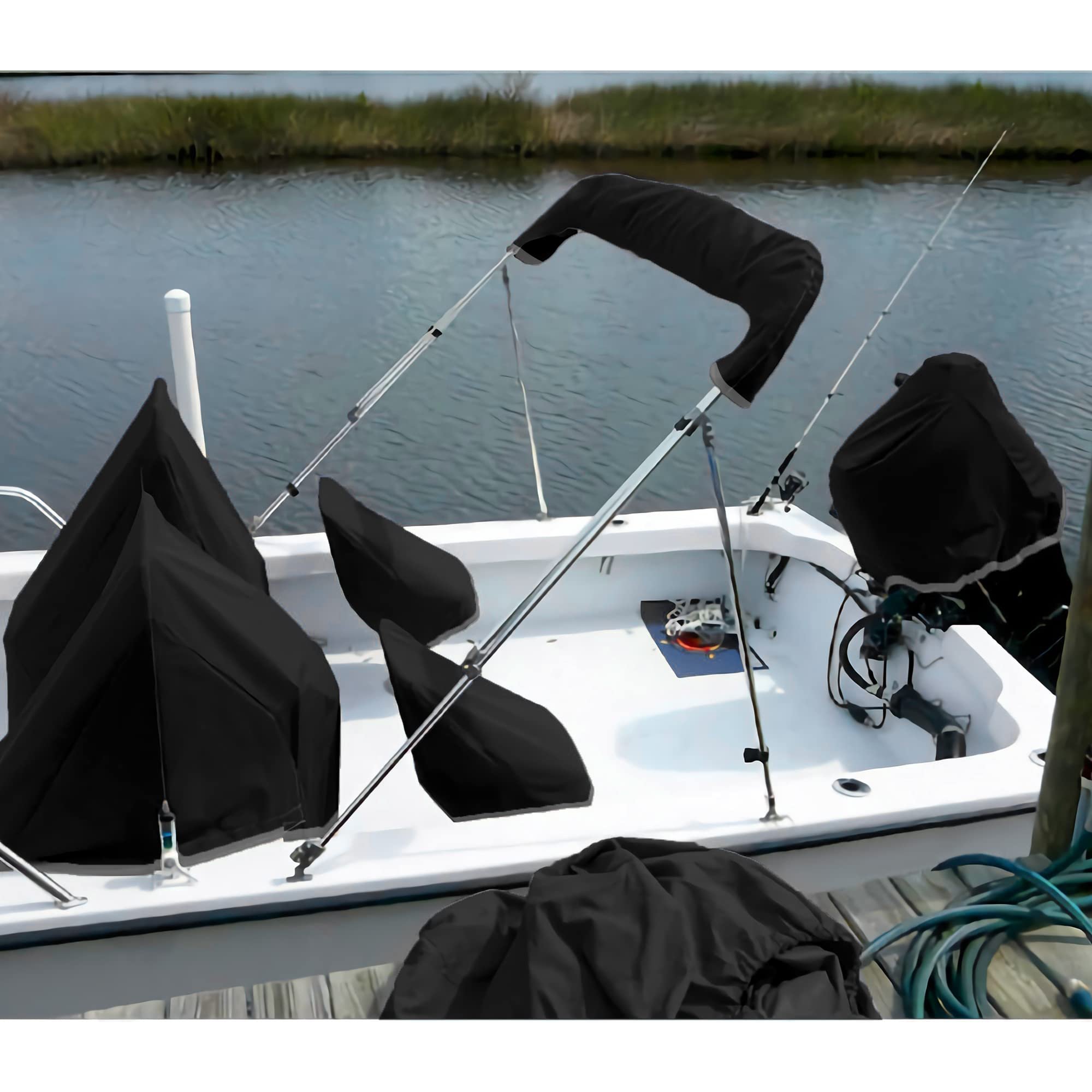 Waterproof 300D 600D Oxford Boat Bimini Top Cover Foldable Easily Installed Sun Protective Boat Cover Canopy Boat Covers
