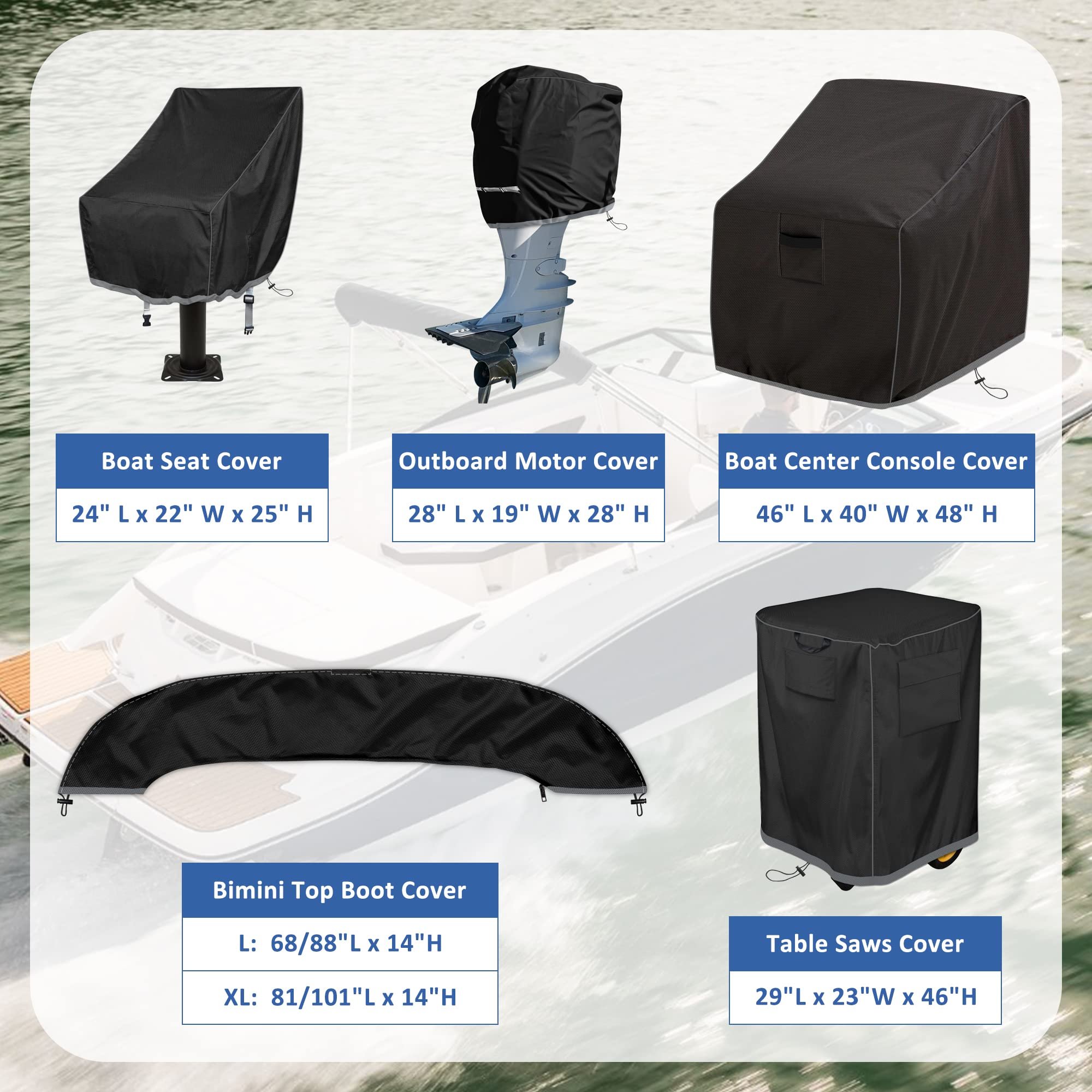 Waterproof 300D 600D Oxford Boat Bimini Top Cover Foldable Easily Installed Sun Protective Boat Cover Canopy Boat Covers