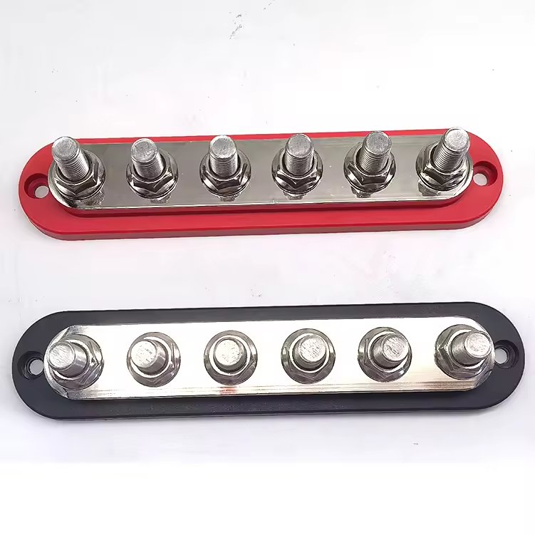 DC 48V Studs Power Distribution Block with Cover 300A Studs Positive 6 Circuit Ground Bus bar Terminal for Car Boat Marine