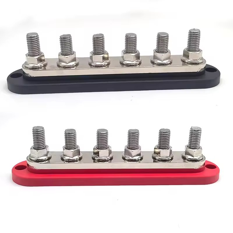 DC 48V Studs Power Distribution Block with Cover 300A Studs Positive 6 Circuit Ground Bus bar Terminal for Car Boat Marine