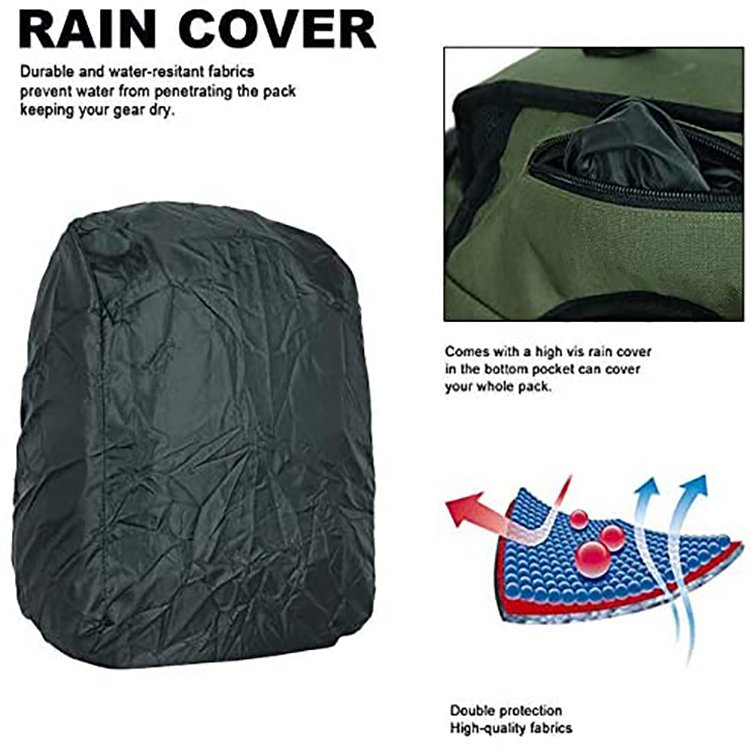 Water-Resistant Outdoor Large Capacity Fishing Tackle Bag Storage with Rain Cover