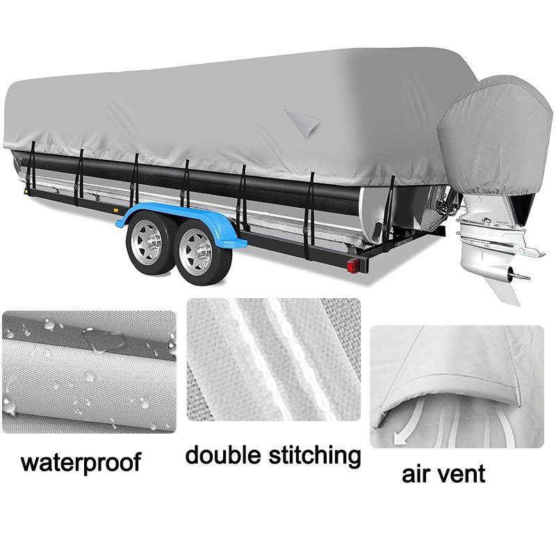 All Season Uv Protection High Quality 300D All Weather Waterproof Fishing Universal Pontoon Boat Cover