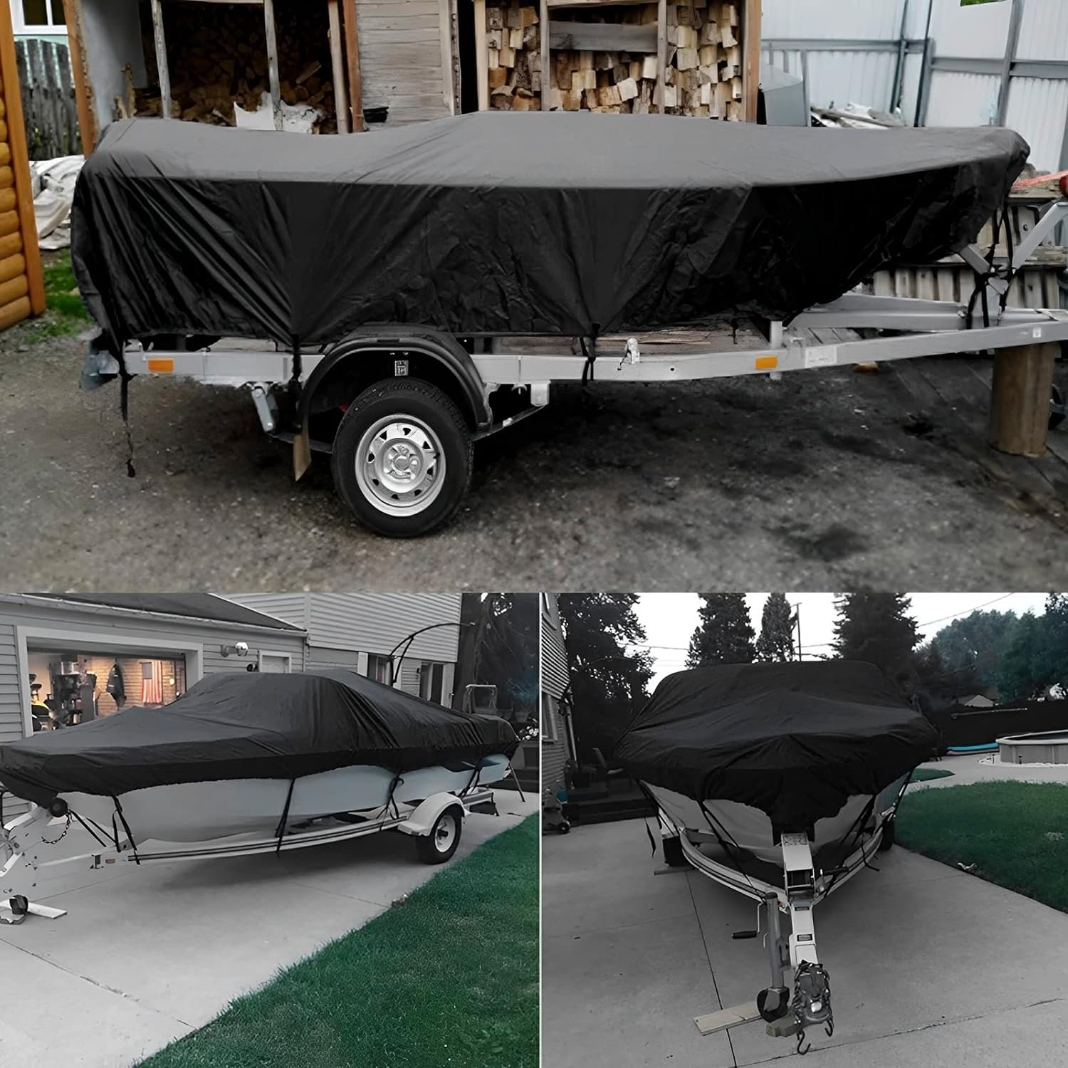 Custom 30ft Universal Waterproof V-Hull Ski Marine Trailerable Boat Cover New Condition with Dust Protection Features