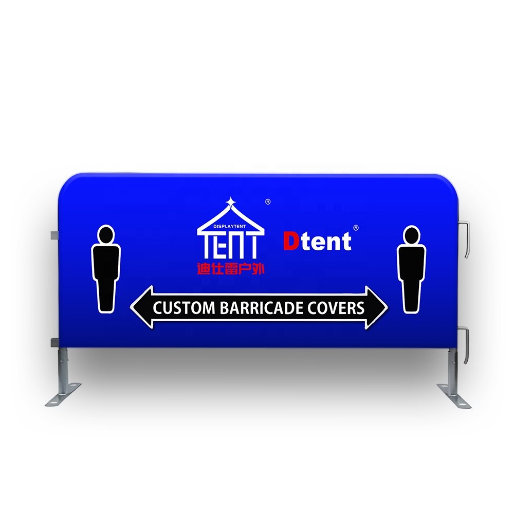 Custom Logo Print Crowd Control Barricade Cover Banner Outdoor Event Mesh Polyester Fabric Fence Barrier Cover