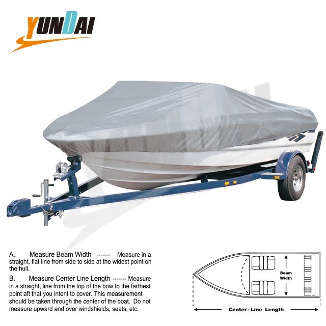YUNDAI 14-16FT 210D Boat Cover Marine Polyester V-hull Cabin Bass Bimini Outdoor Fish Ski Runabout Universal Boat Cover