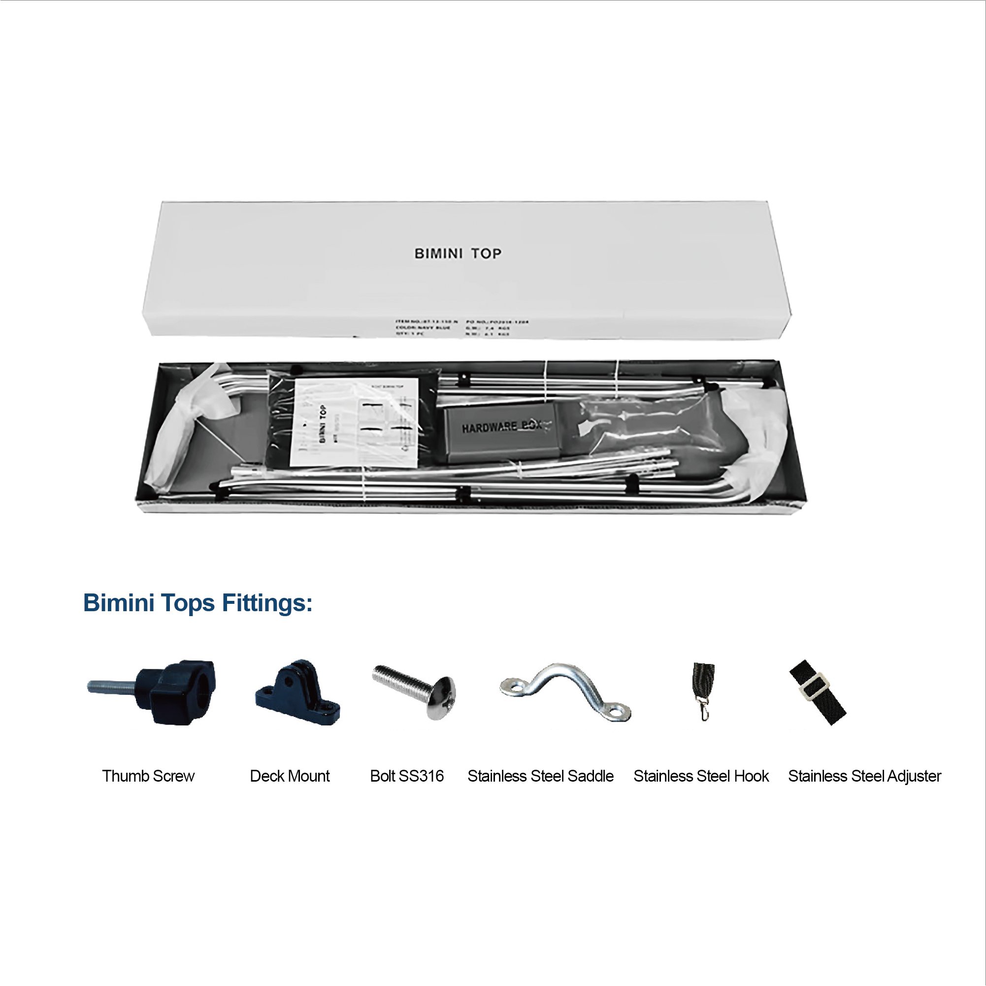 Newstar 3 Bow Standard Aluminum Bimini Top Boat Cover 6'L X 67''-72'W X 46''H Popular Boat Canopy for Boats